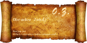 Obradov Zekő névjegykártya